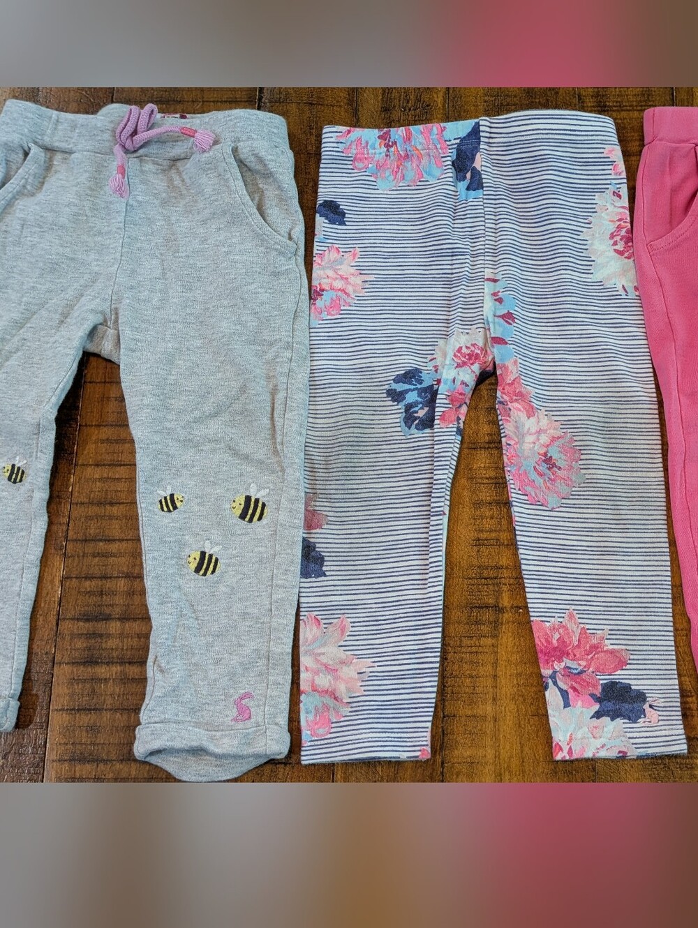 Joules Baby 18-24m Grey Bee, Navy Floral Stripe  & Pink Sweatpants Pack, Fair